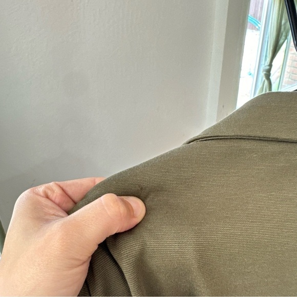 Ichi Mossy Green Supple Cinched Jersey Stretch Single Breast Blazer Medium - Picture 4 of 11